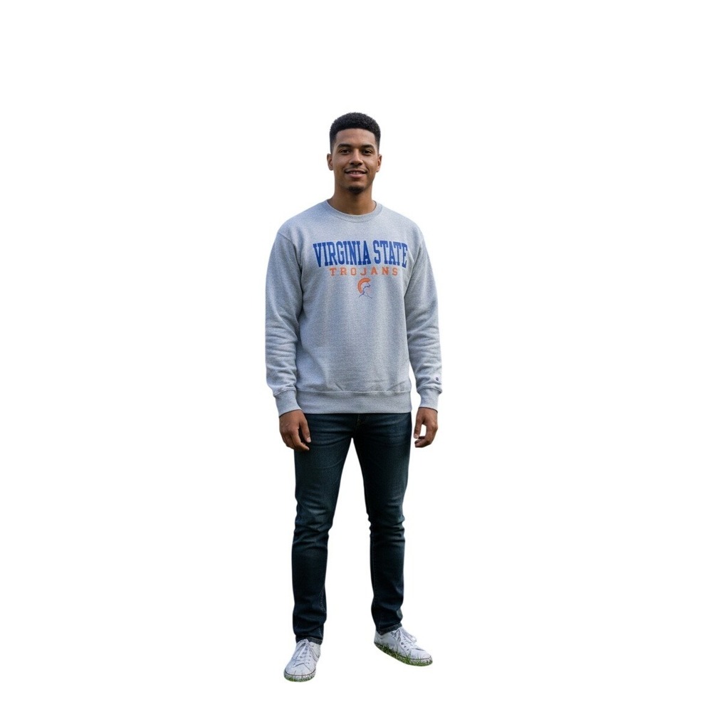 Champion Virginia State Trojans‎ Crewneck Sweatshirt Gray Mens XL